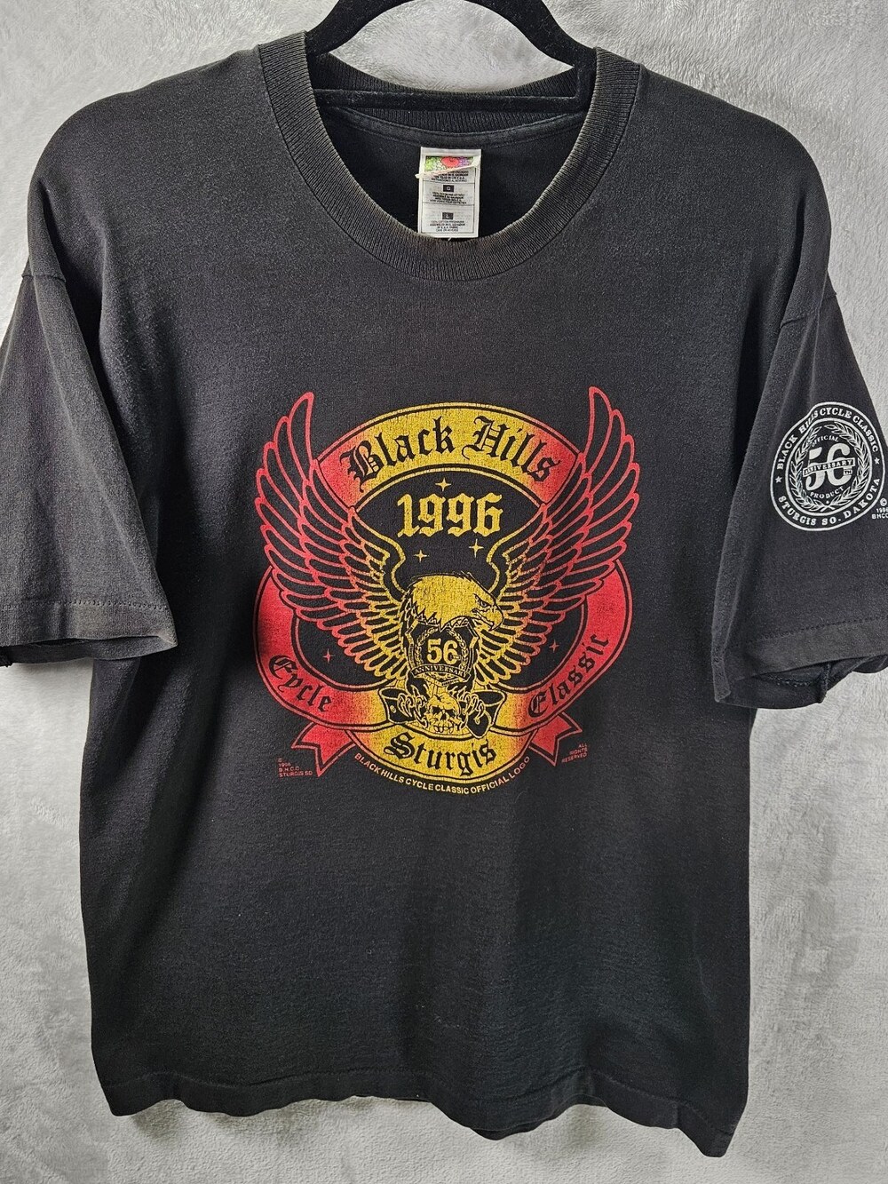 Vintage 1996 Sturgis Biker T-Shirt Size Large *Fits Medium Black 56th Annual